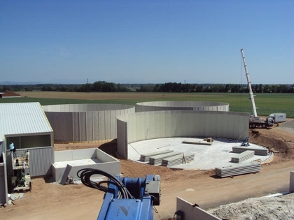 Opslagtanks, Ronde silo's, biogas, biogasinstallatie, CBS Beton