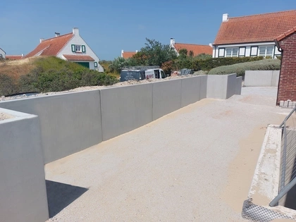 Keerwanden, betonnen wanden, CBS Beton, grondwerken, vissershuis, De Panne