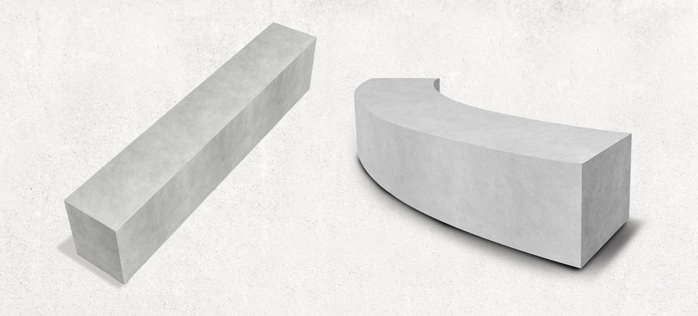Betonnen zitbank, CBS Beton, recht en halfrond